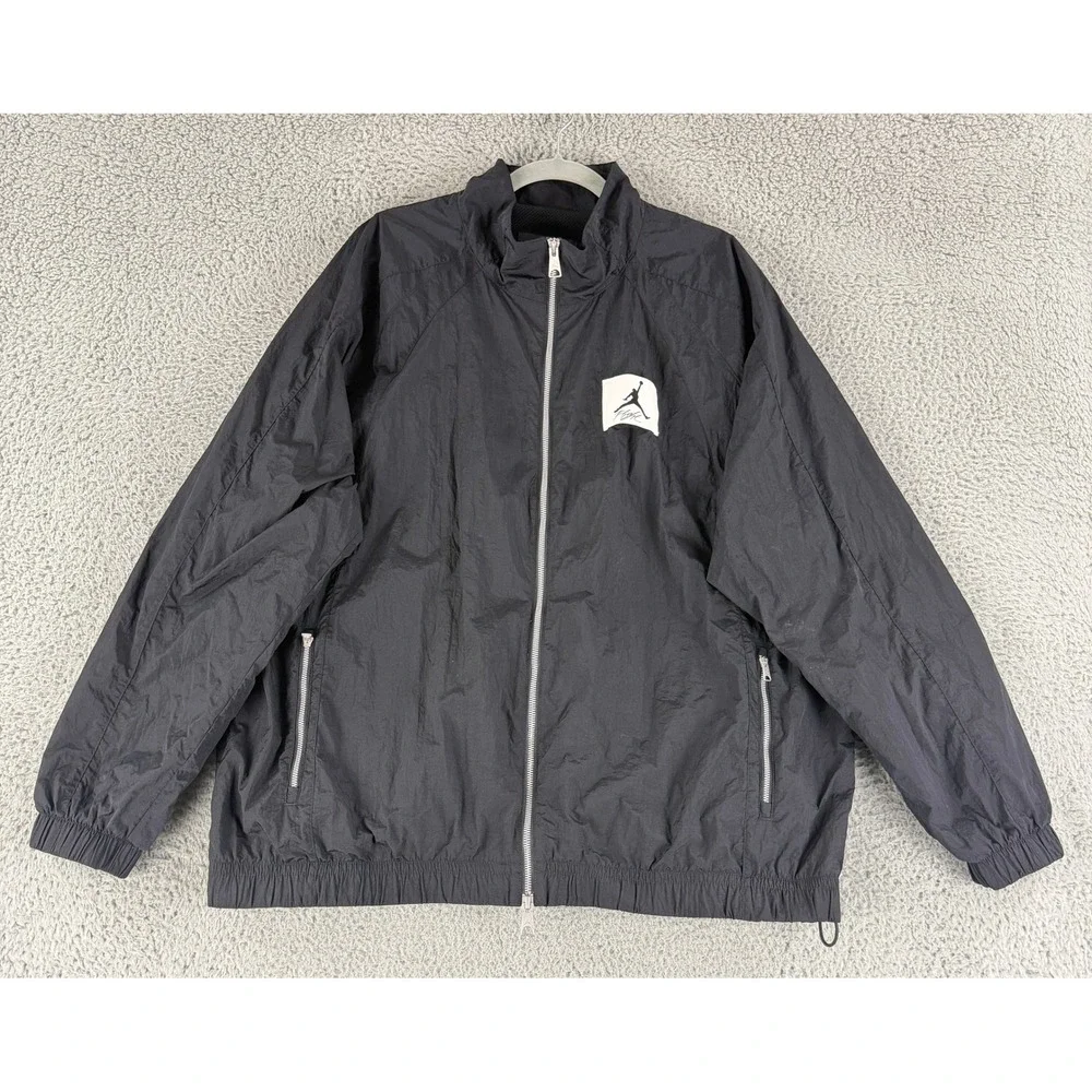 Jordan Flight Jacket Men's XXL Black Windbreaker Full Zip Mesh Lined DQ7336-010